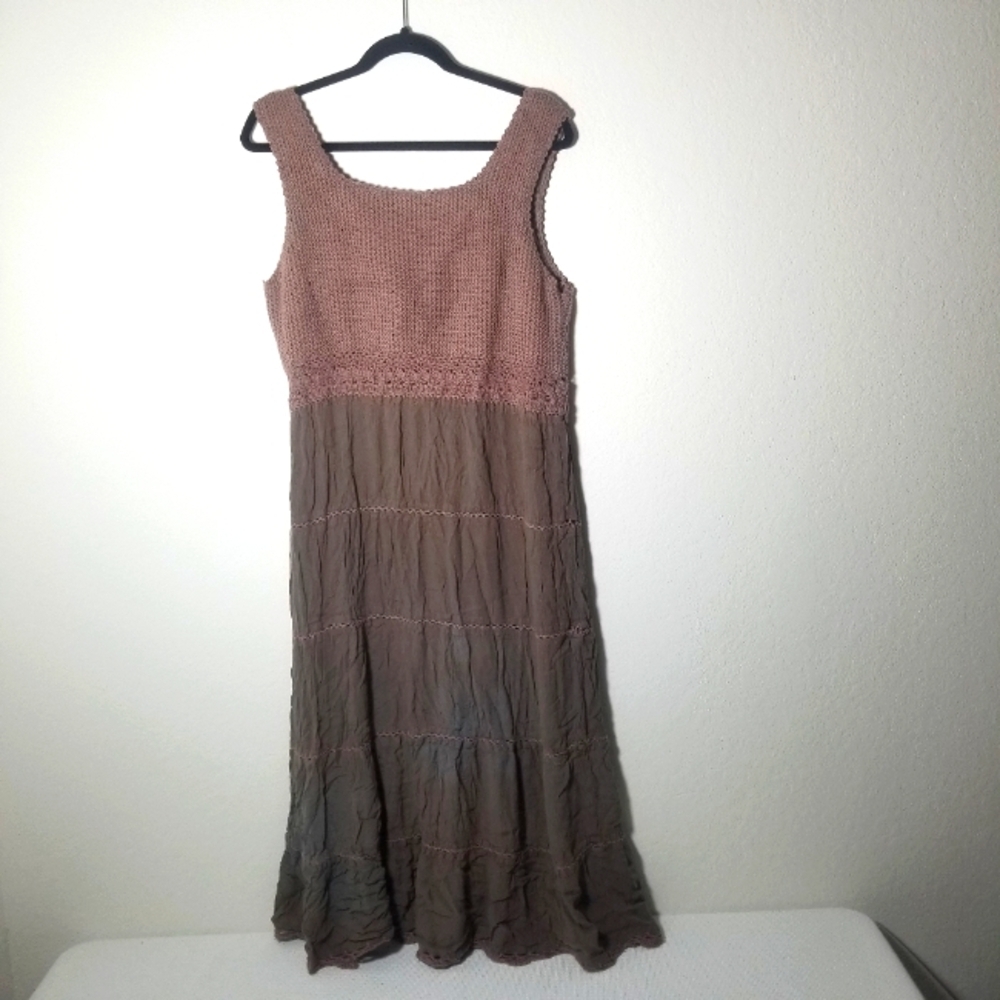 Tiered Brown Sleeveless Dress